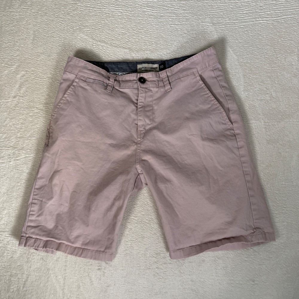 Hudson & Barrow Mens 30 Chino Shorts Dusty Rose Pink Stretch Cotton Flat Front